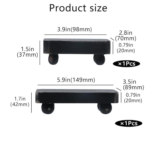 2Pcs Rectangular Wood Carved Stand Base,Chinese Solid Wood Base, Black Vase