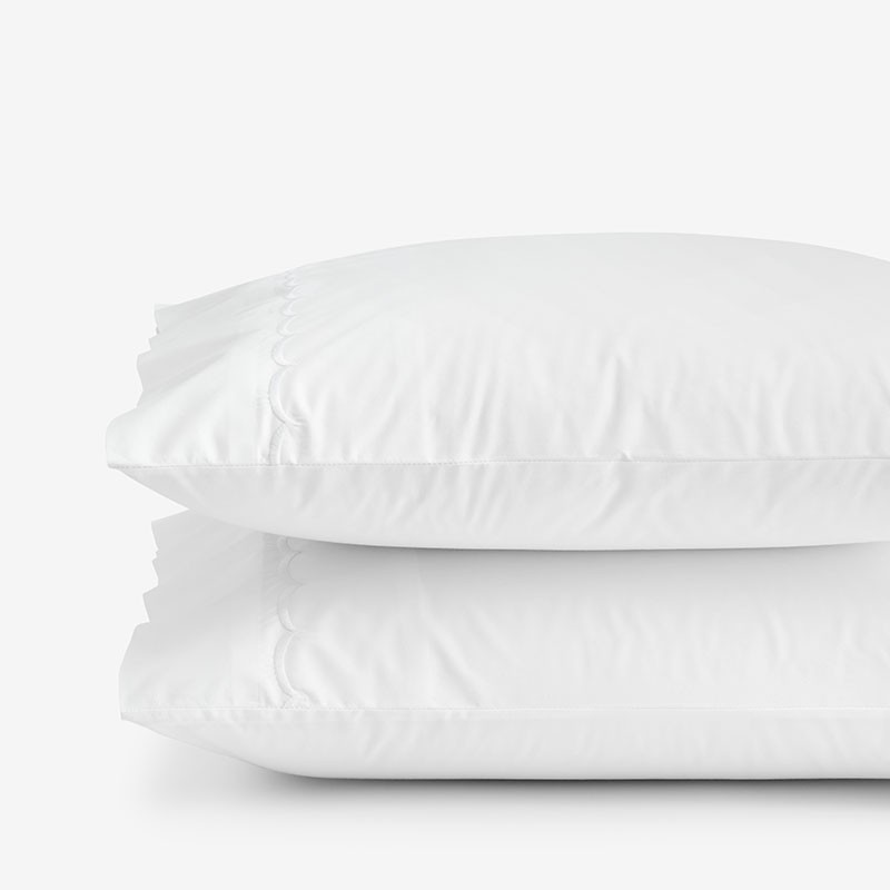 Embroidered Scallop Classic Cool Cotton Percale Pillowcase Set|61796