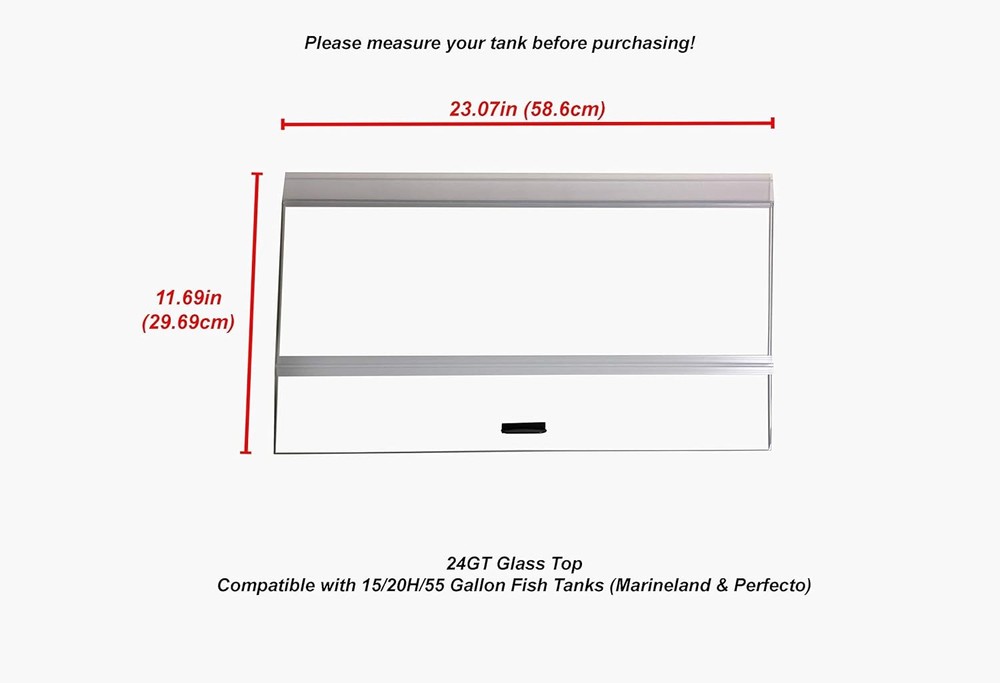 H2Pro 24" Glass Canopy for 15/20/ 55-Gallon Aqueon All basic, Clear