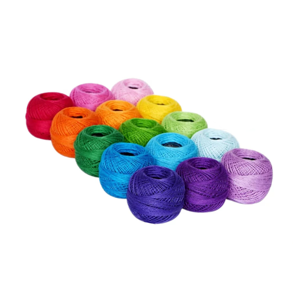 15Pcs Crochet Thread Cotton Thread Balls Embroidery Yarn Cross Stitch Threads