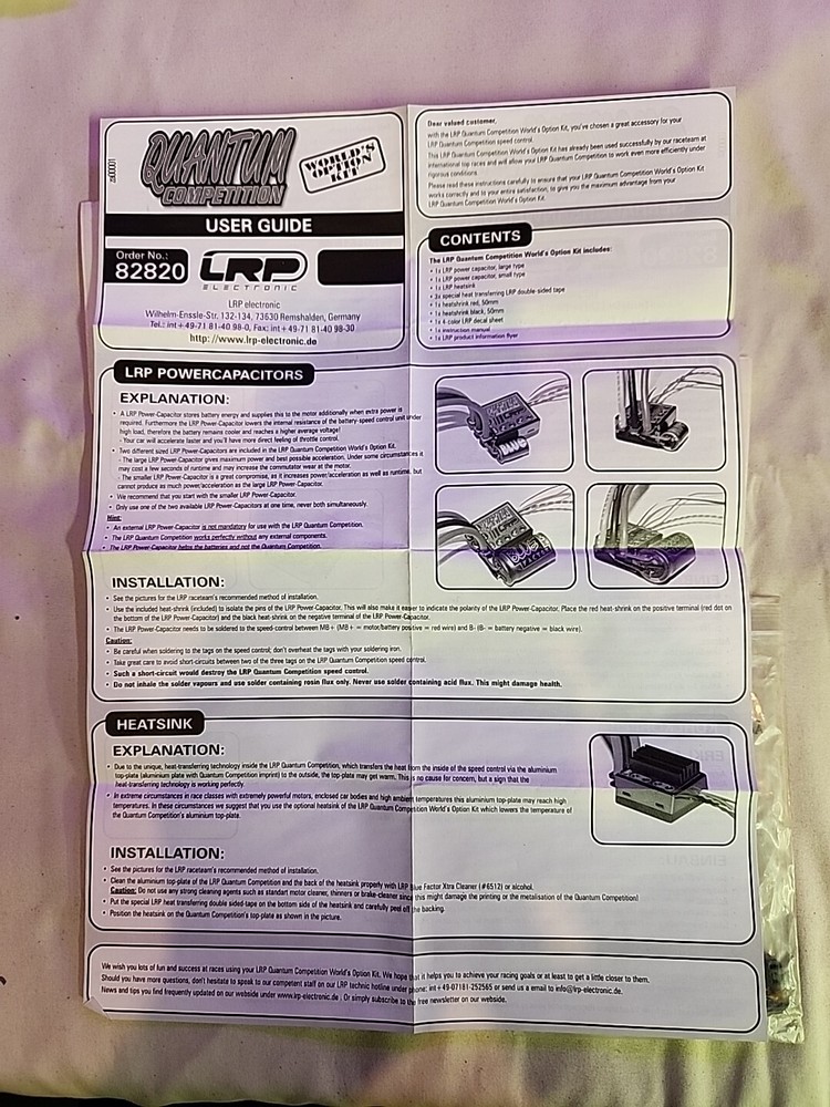 LRP QUANTUM speed Control Instructions