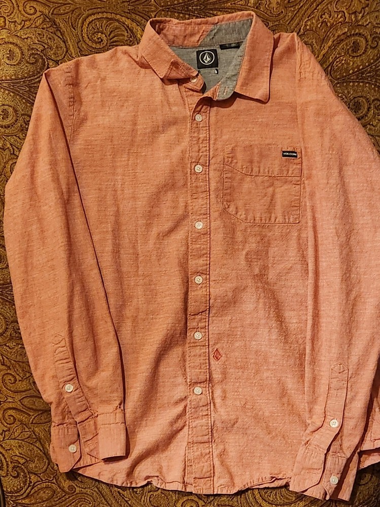 VOLCOM LONG SLEEVE BUTTON DOWN SHIRT SIZE MEDIUM SKATEBOARD SNOWBOARD
