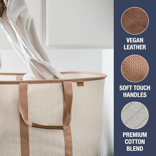 Collapsible Laundry Caddy – Foldable Laundry Hamper & Tote, 2 Pack LUXE Mocha