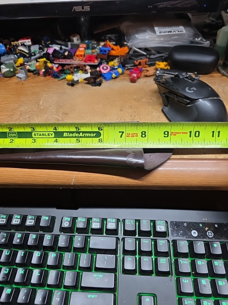 Brown LEATHER Fixed Blade Knife SHEATH Belt Loop Sheath is 9" Long