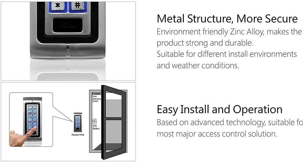 Access Control Keypad Stand Alone Door Metal Wired Password Pin Code Security