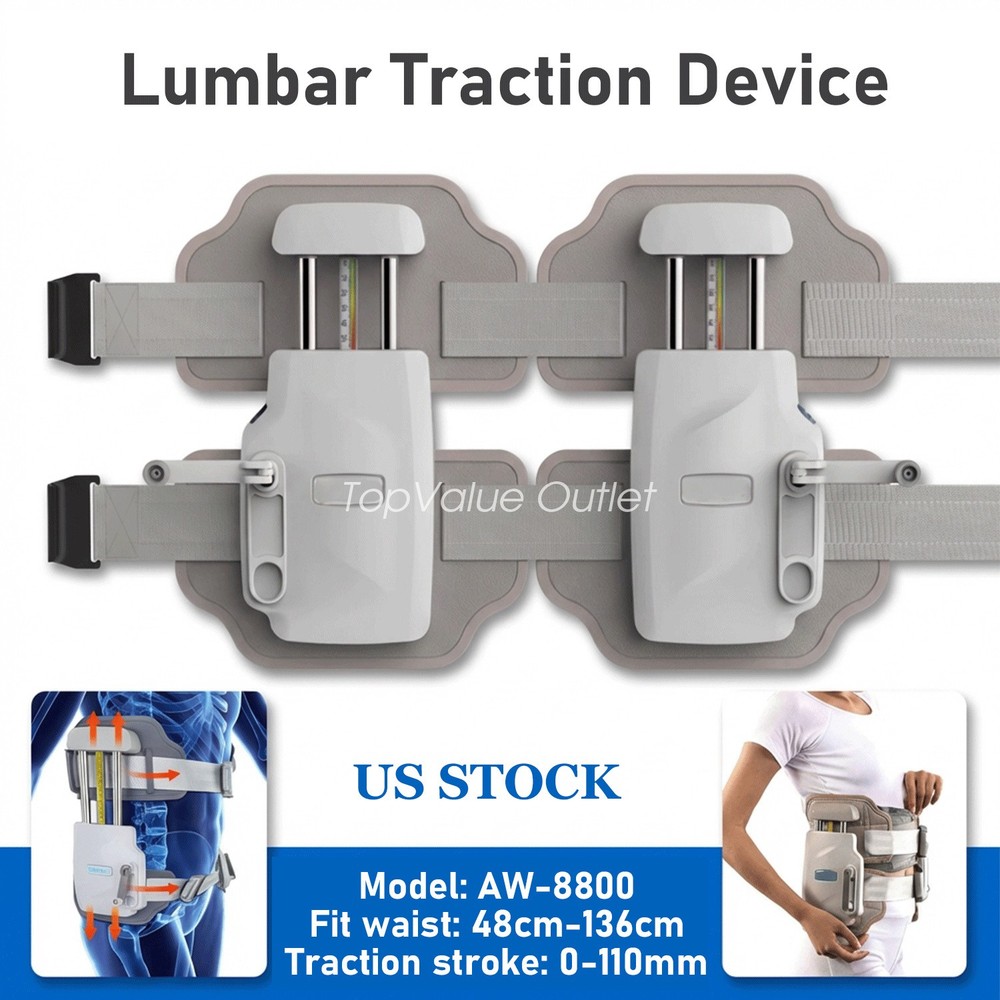Lumbar Traction Device Adjustable Spinal Decompression Belt Back Brace Home Use