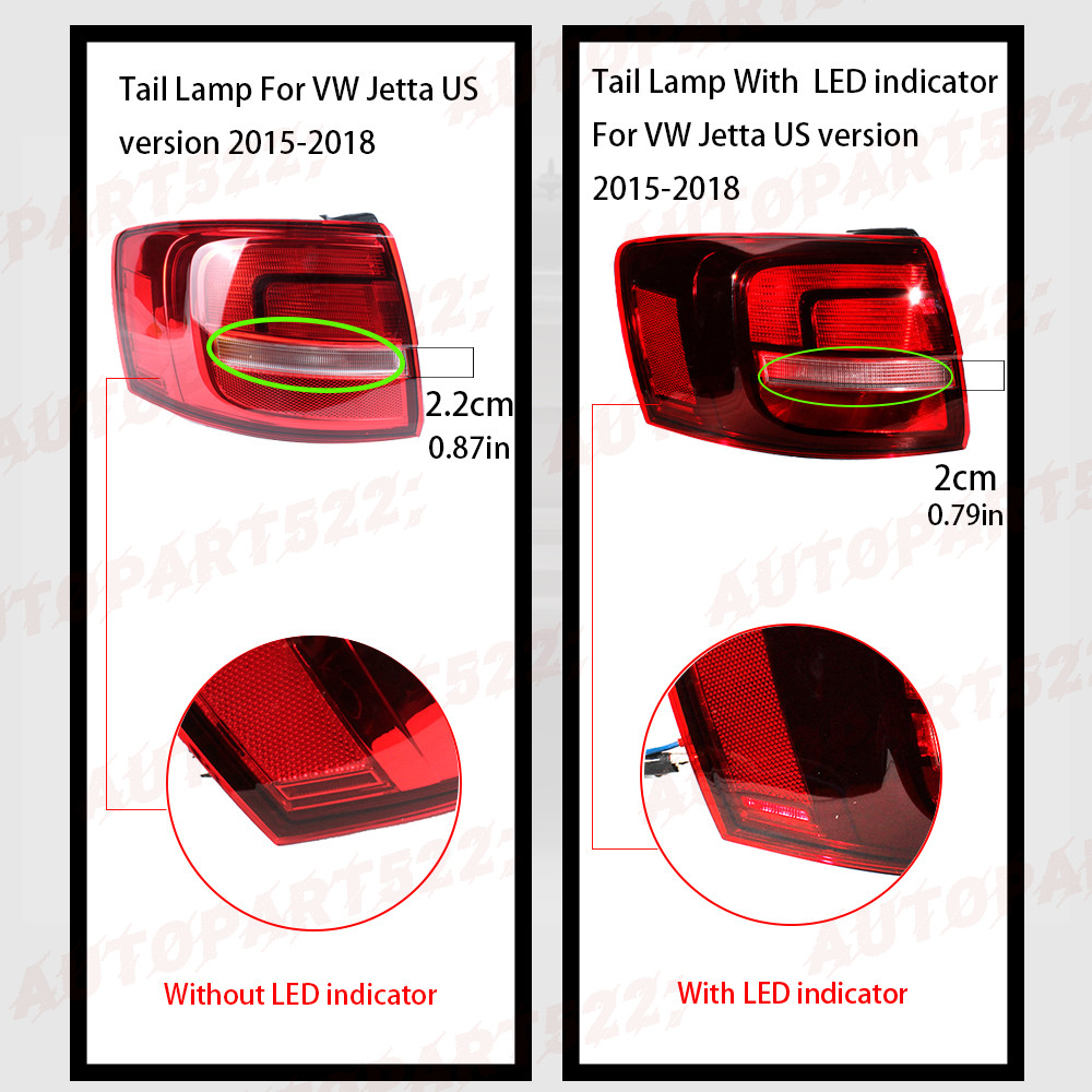 For VW Jetta 2015-2018 Rear Outer Right Passeng Tail Light Halogen Type W/O Bulb