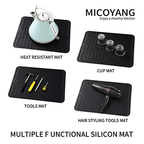 Silicone Dish Drying Mat for Multiple Usage,Easy clean,Eco L (16"×12") Black