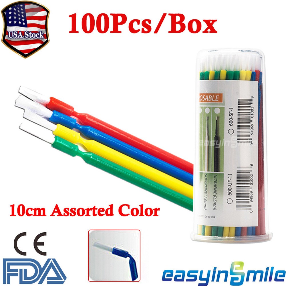 100Pc Dental Disposable Applicators Micro Brush Bendable Tip Brush Bendable 10cm