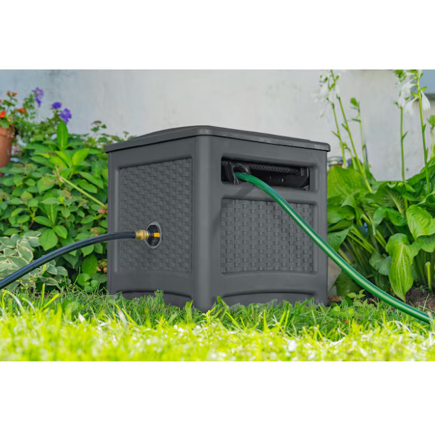 Suncast Wicker Hideaway Plastic 225-ft Container Hose Reel