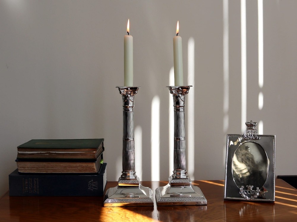 Sterling Silver Candlesticks Antique Victorian