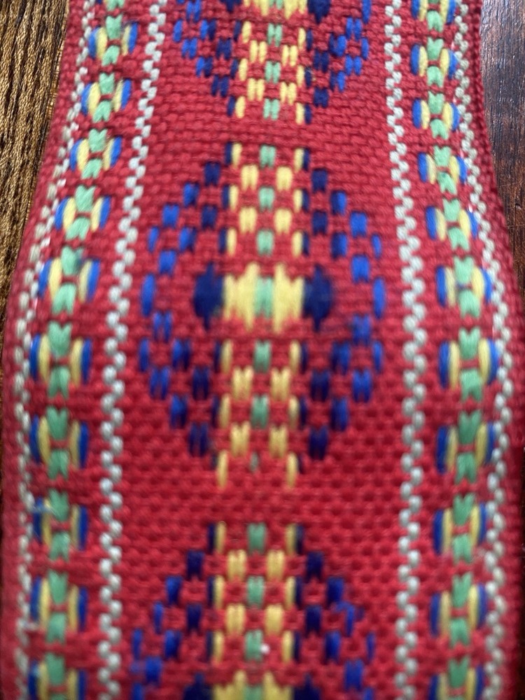 VINTAGE Woven Camera Strap Southwest Pattern Leather Ends Adjustable, 70’s- 80’s