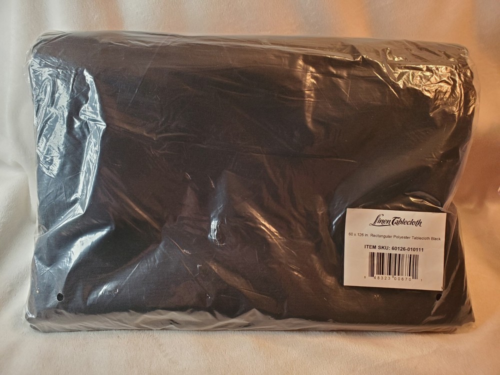 Linen Tablecloth 60 x 126-Inch Rectangular Polyester Tablecloth Black