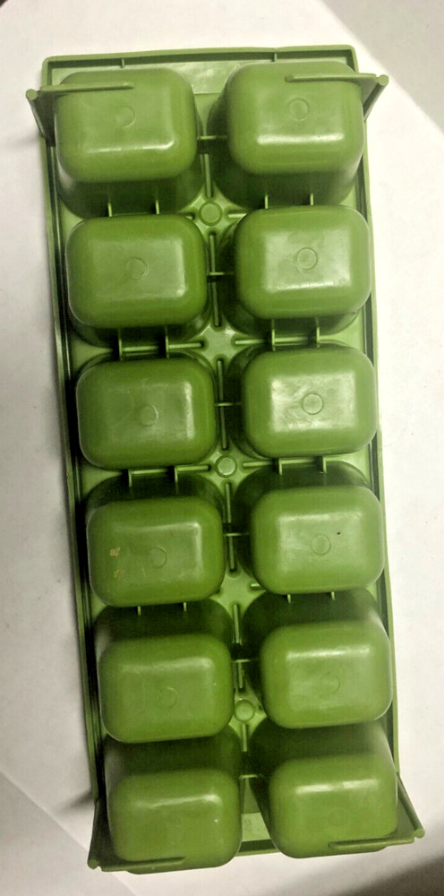 1960 Norplac olive green jumbo plastic ice cube tray MCM