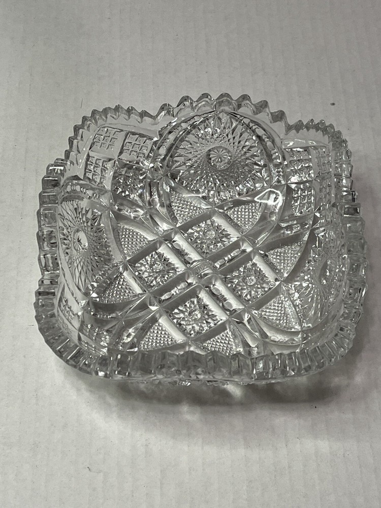 6" Square Bowl NuCut Pressed Glass