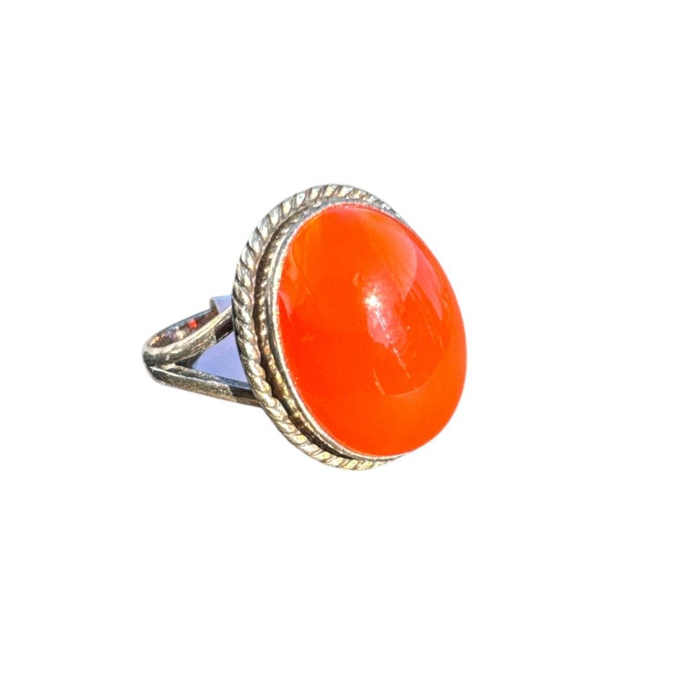 Carnelian Solid 925 Sterling Silver Ring 9.5