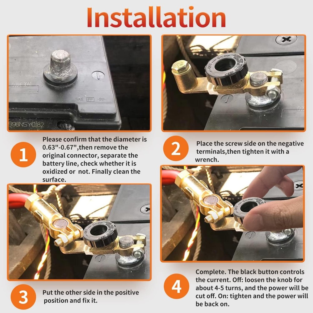 Top Post Battery Master Disconnect Cut Off Switch 2pcs