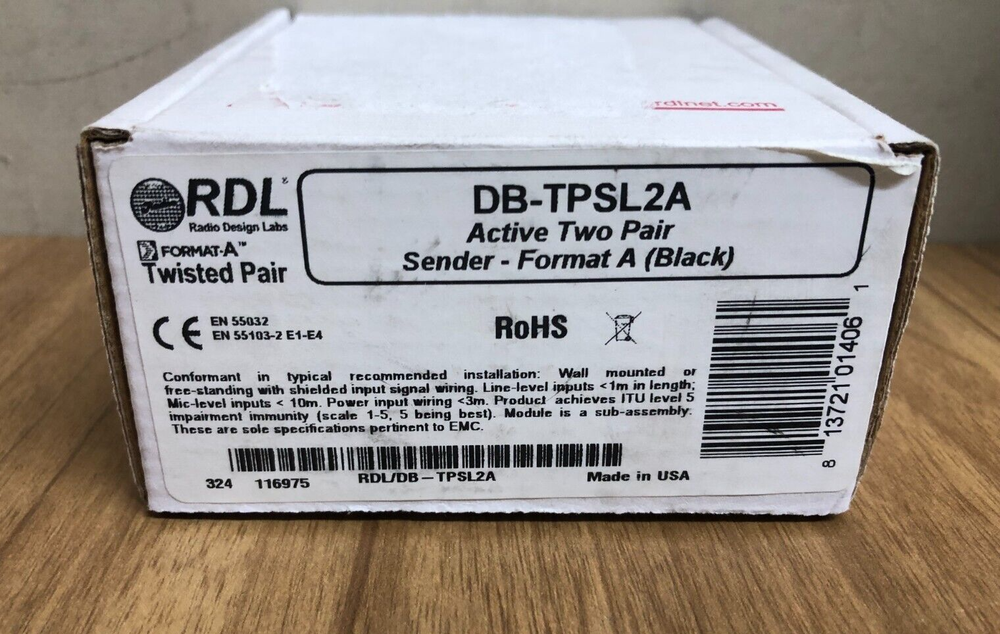 RDL DB-TPSL2A Active Two-Pair Sender - Twisted Pair Format-A