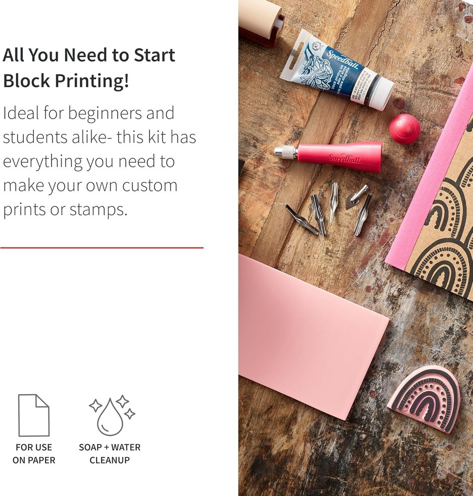 Super Value Block Printing Starter Kit Includes Ink, Brayer Lino Handle Cutters