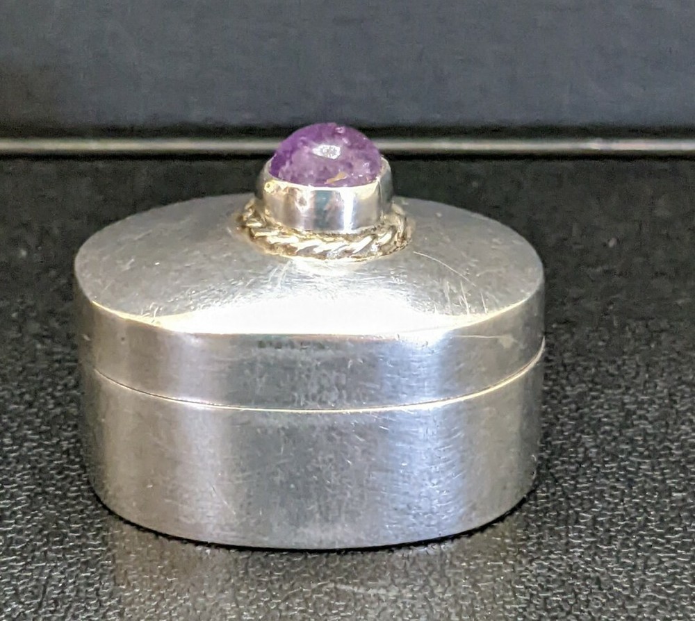 STERLING SILVER AMETHYST TRINKET BOX TAXCO