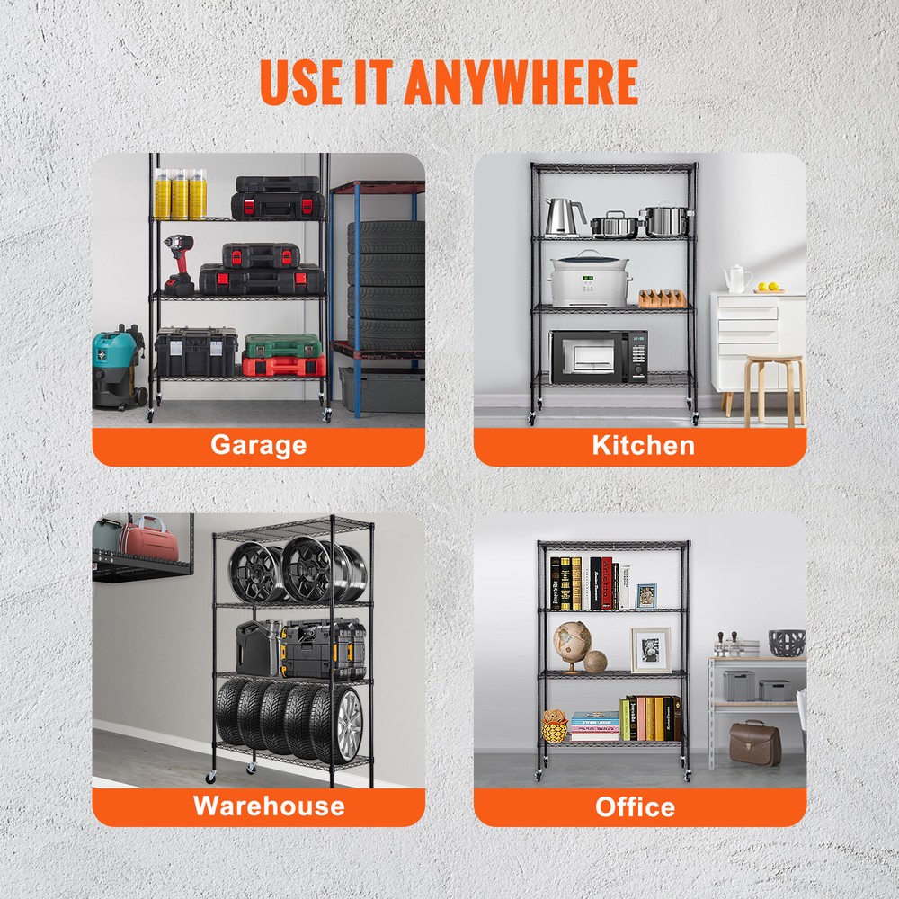 VEVOR Storage Shelving Unit Garage Storage Rack 4-Tier Adjustable 700 lbs Load