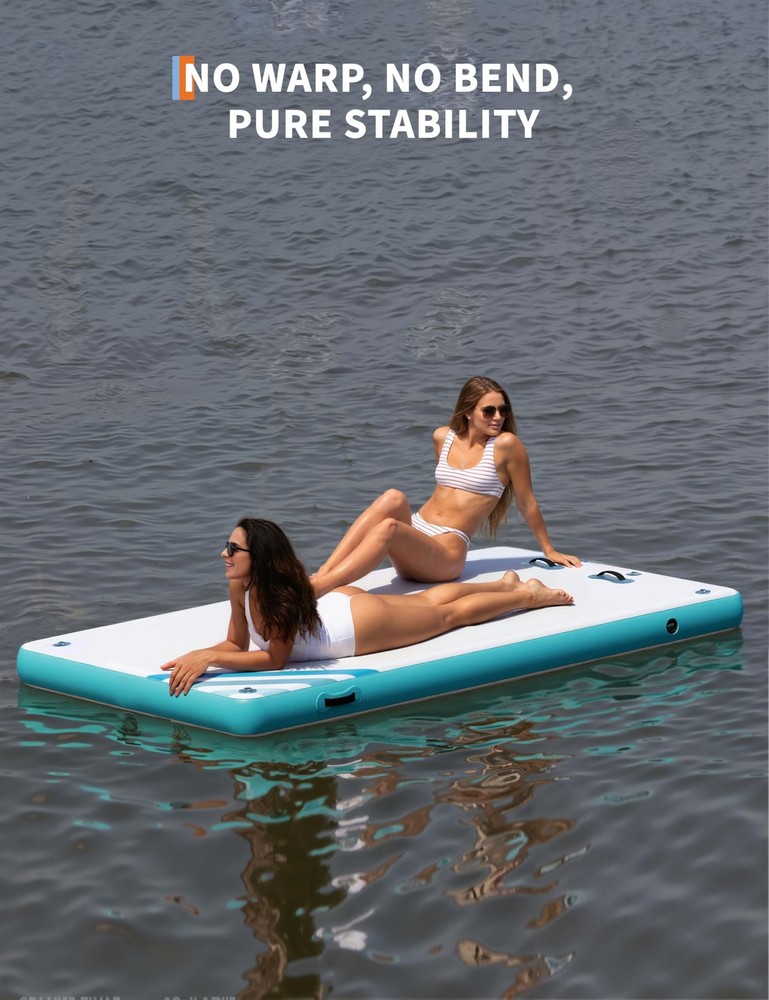 Inflatable Floating Dock Air Dock Platform, Non-Slip Surface Thick Lake Floats