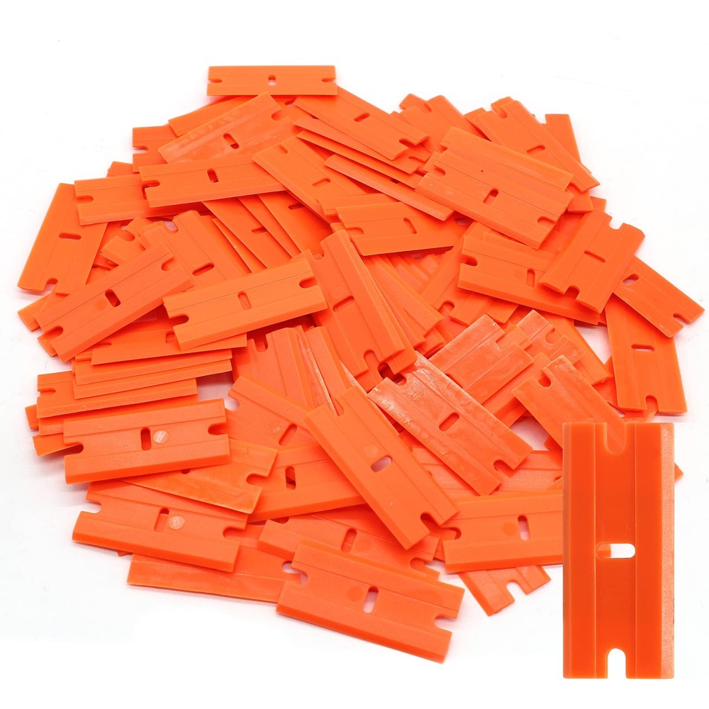 100pcs Plastic Razor Blades, Double Edged Plastic Scraper Blades Replacement ...