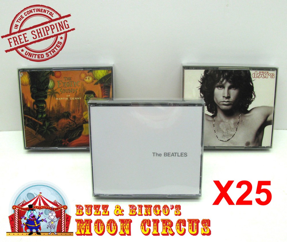 25x MUSIC DOUBLE CD JEWEL CASE - CLEAR PROTECTIVE BOX PROTECTOR SLEEVE (READ!)