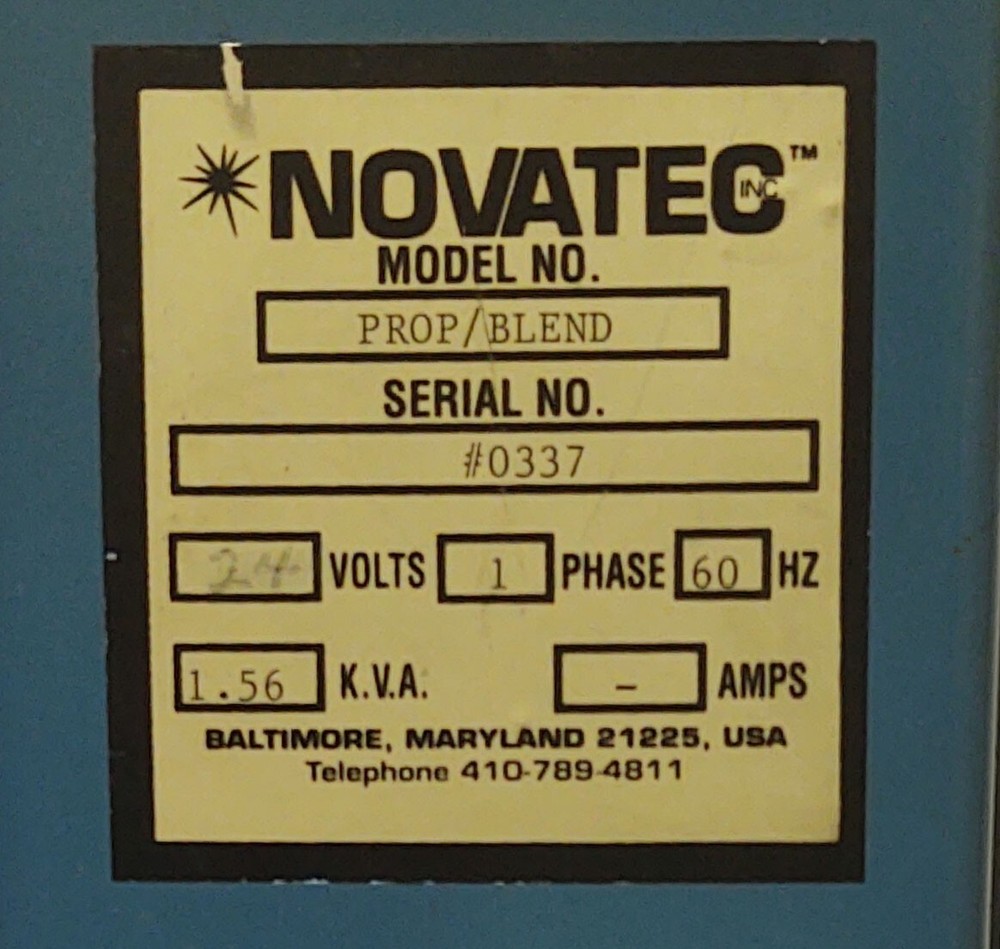 NOVATEC LAYERING CONTROLLER VACUUM LOADER MODEL PROP/BLEND DUAL VALVE