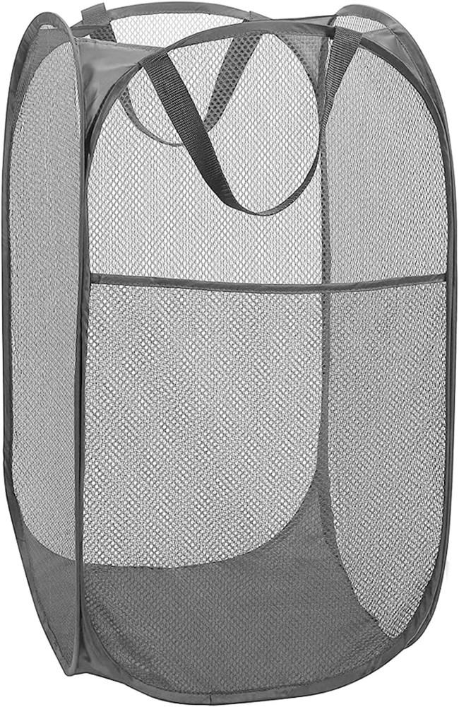 Deluxe Strong Mesh Pop up Laundry Hamper Basket with Side Pocket for Laundry Roo