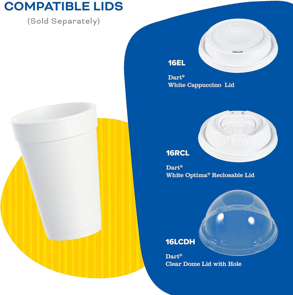 White Foam Cups 16 Oz 25 Cups