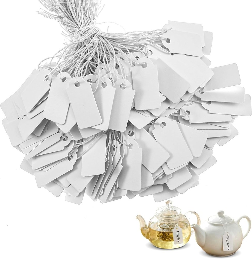 Writable Blank Price Tags with Elastic String – 200 Pcs for Organizing Needs