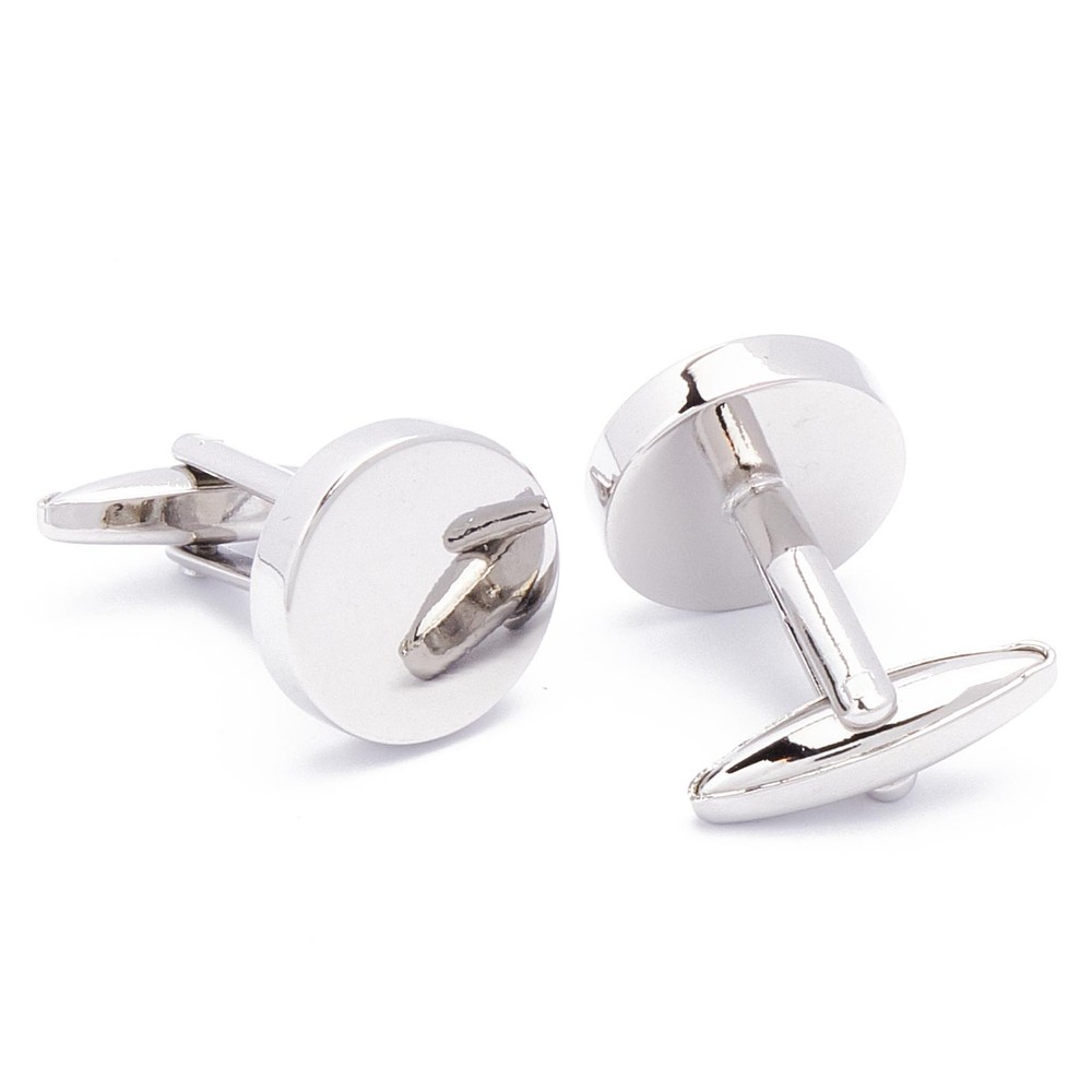 Cufflinks - Round Even Silver