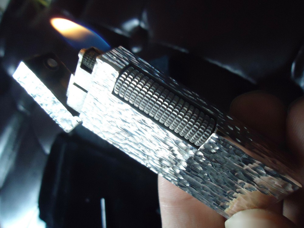 Dunhill Rollagas Lighter - Silver Plated - 'Bark' Pattern - Serviced