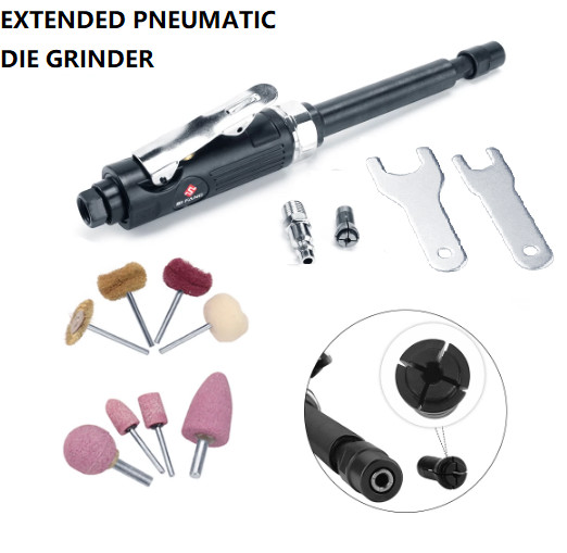 1/4" Air Die Grinder Extended Pneumatic Grinding Machine Polisher Engraving Tool