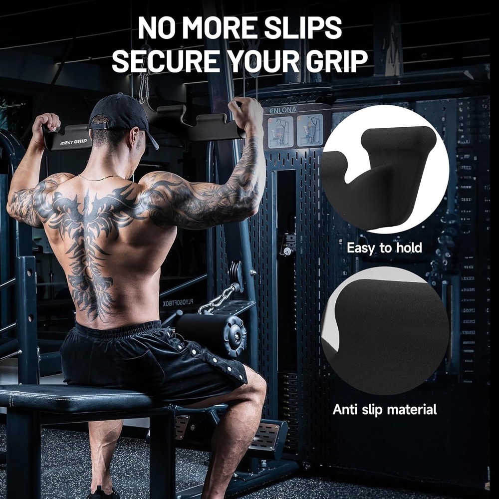LAT Pull Down Bar w/ 6 Ergonomic Handles, Neutral Grip LAT Pulldown Attachments