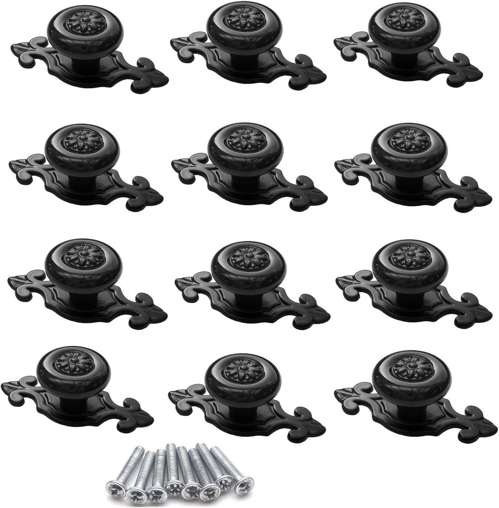 12Pcs Vintage Ceramic Cabinet Knobs Handles Pulls for Kitchen Cabinets Cupboa...