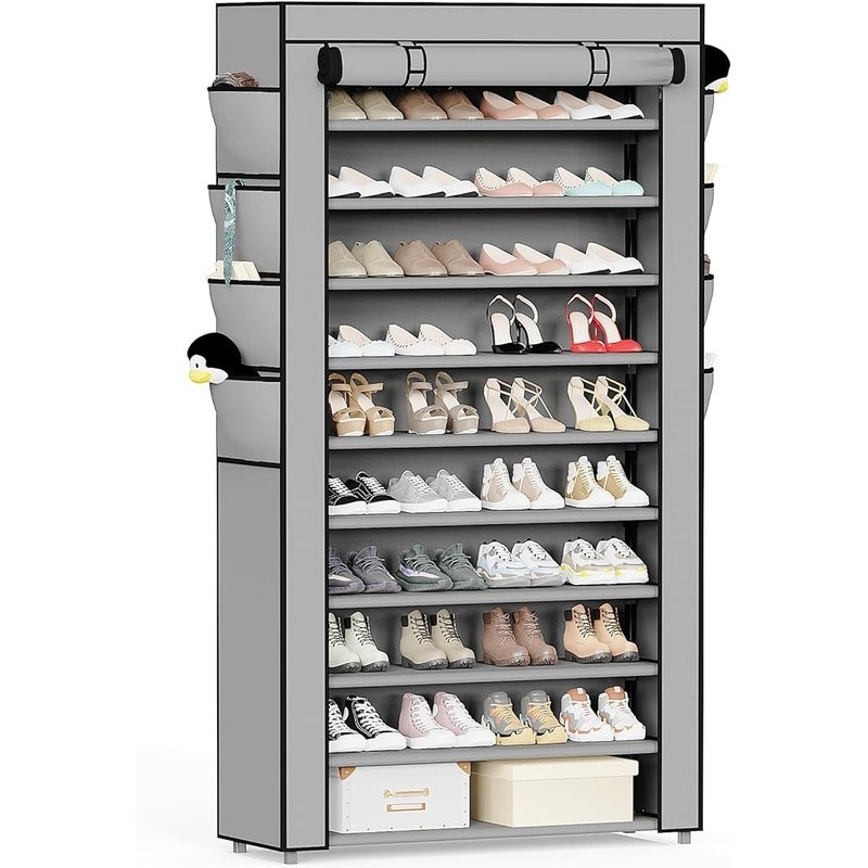 10-Tier Shoe Rack Organizer W/ Dustproof Cover Storage Solution Home Office 공간