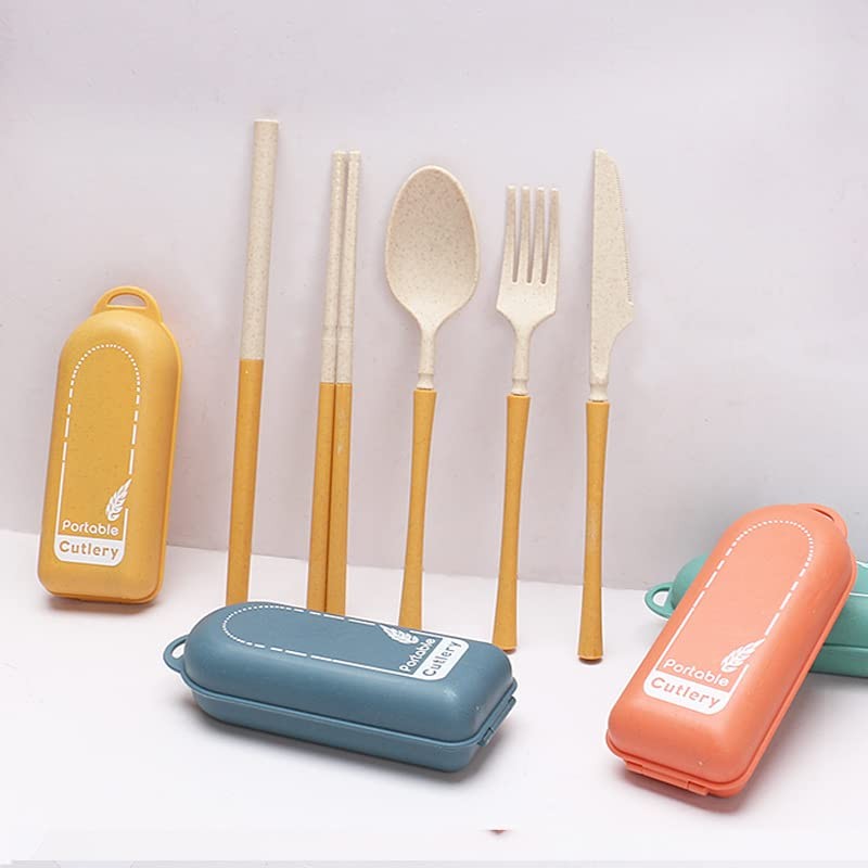 4Pack Folding Cutlery Set with Case, Travel Foldable Collapsible Portable Whe