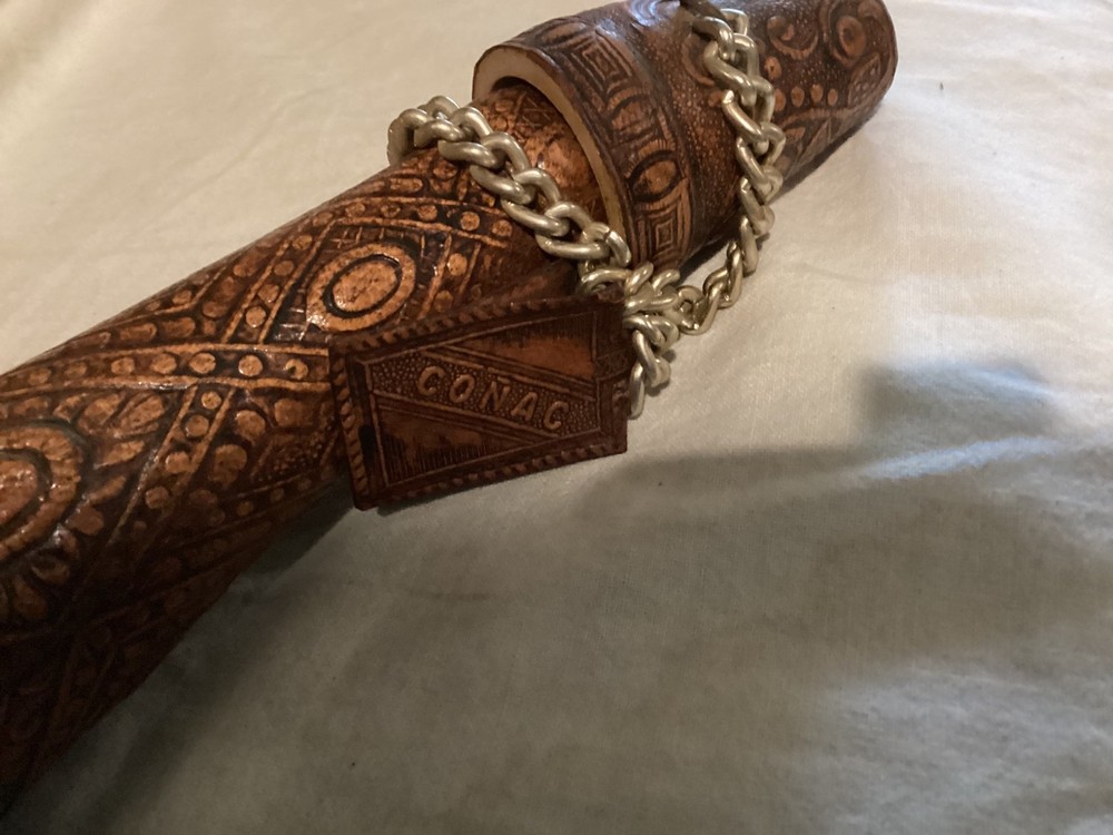 Vintage Beautiful Tooled Leather Conac Bottle