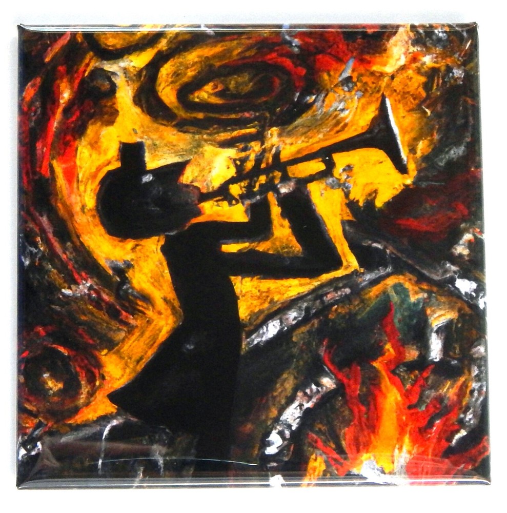 Man Playing the Trombone FRIDGE MAGNET