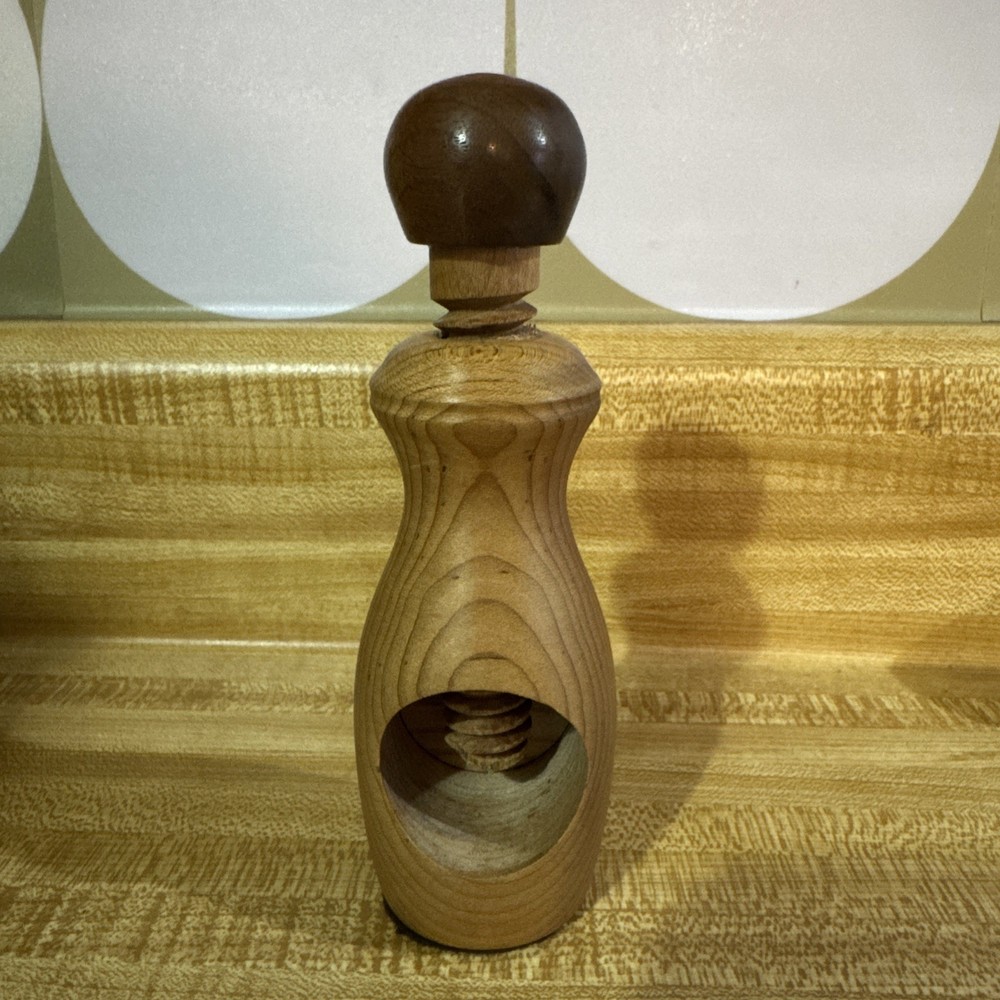 Handmade Olive Wood Nutcracker Screw Nut Cracker Retro