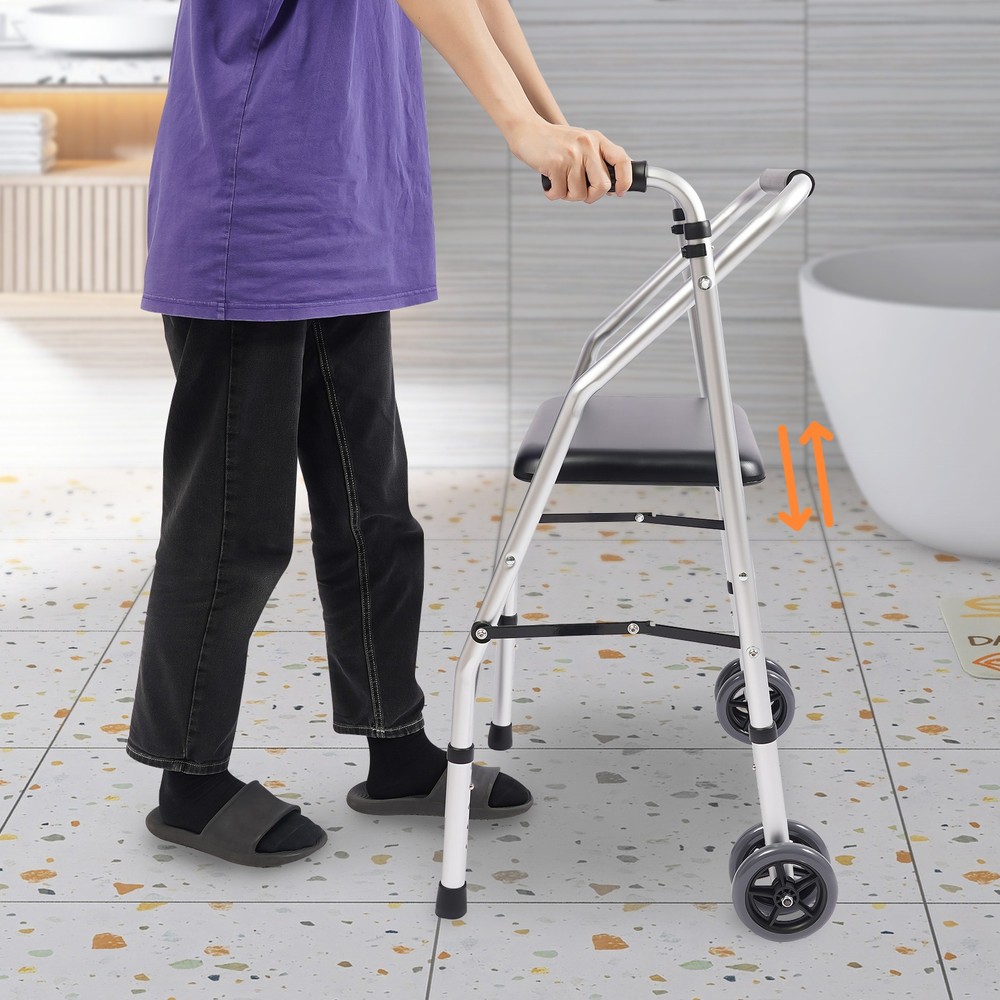 Adjustable Height Walker Folding Walker Floorstanding Foldable Chair 48-58cm