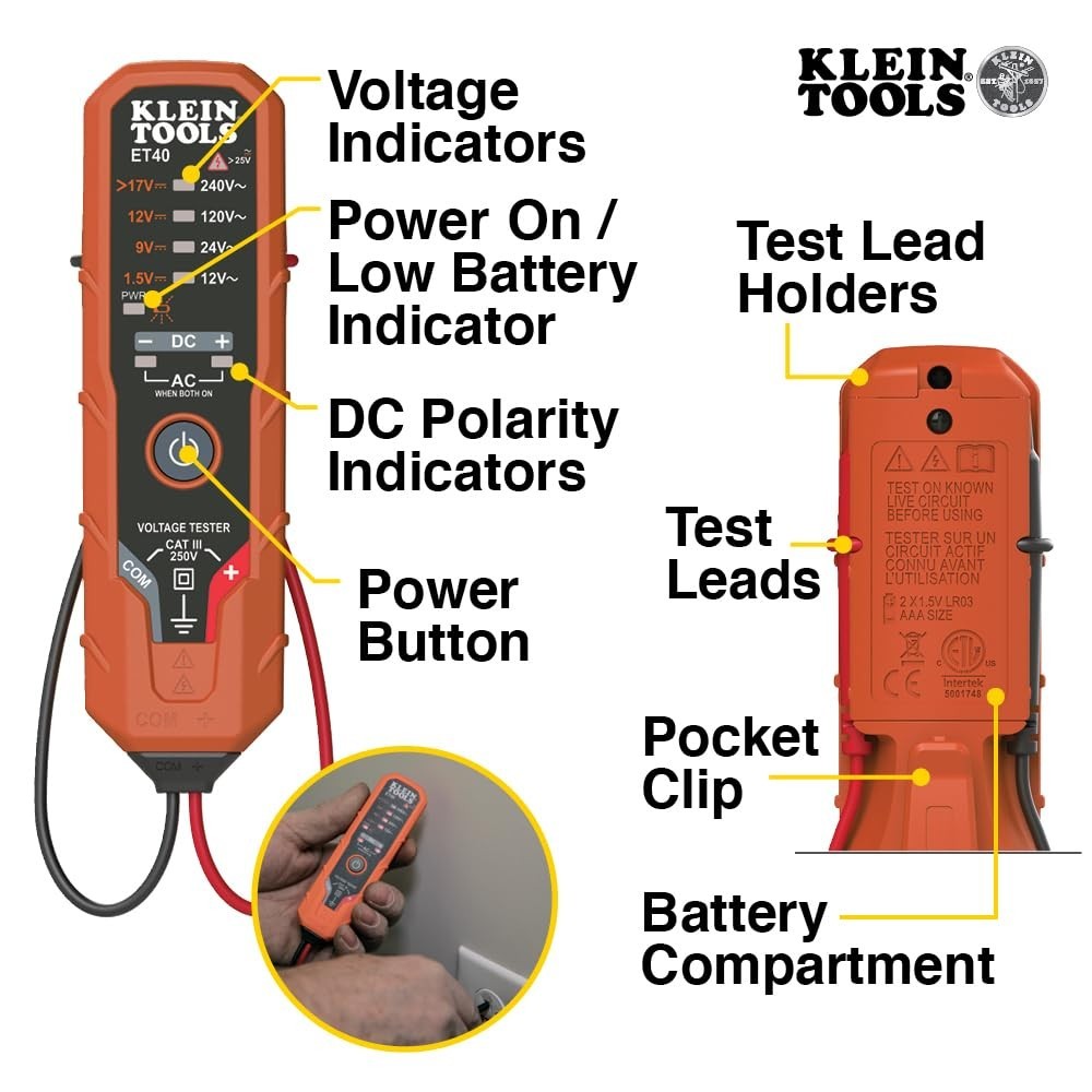 Electrical Voltage Kit Clamp Meter Testers Leads Pouch Batteries