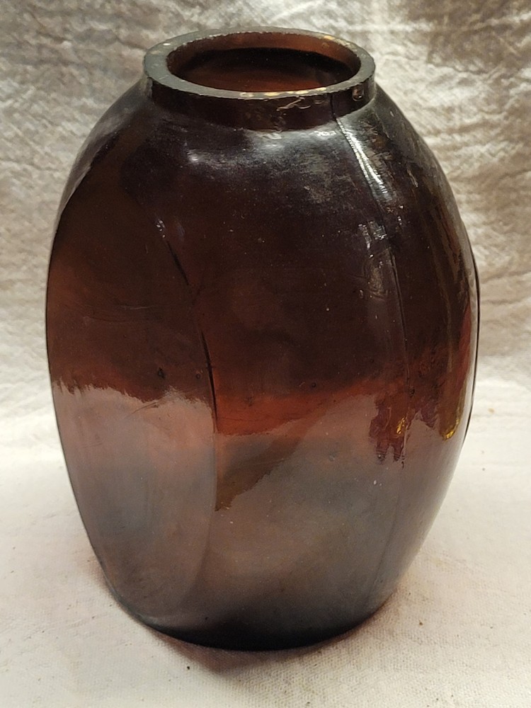 Antique Hand Blown Eagle Embossed Amethyst Glass Snuff Jar