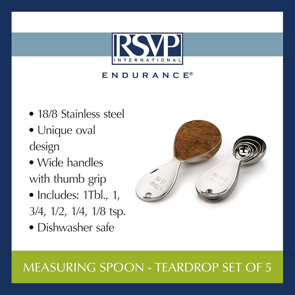 Endurance Kitchen Collection Measuring Tools, Dishwasher Safe, Teardrop, 5 Piece