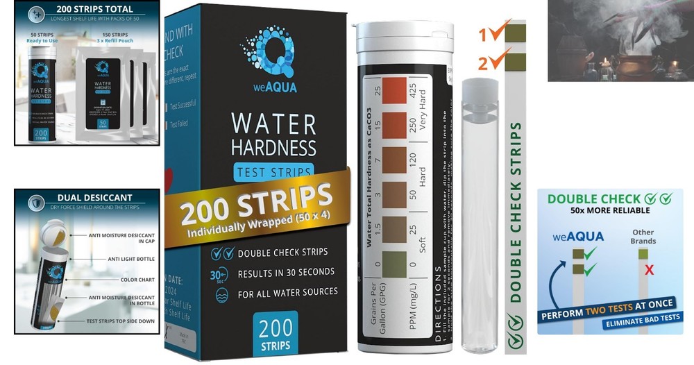 200 Water Hardness Testing Strips with Sample Cup - Accurate & Reliable Testing