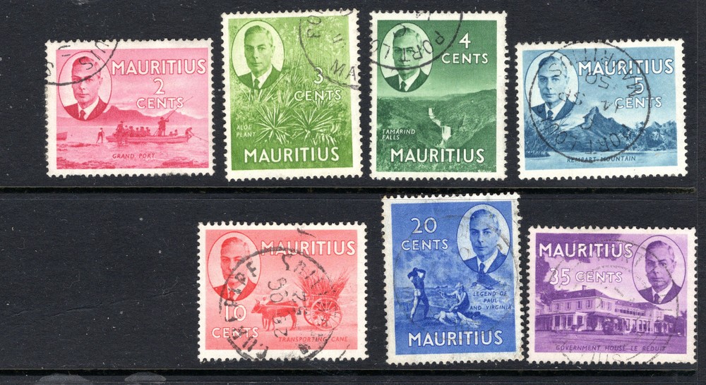 Mauritius 1950 sg between 277 & 285 values to 35c fine used cat £9