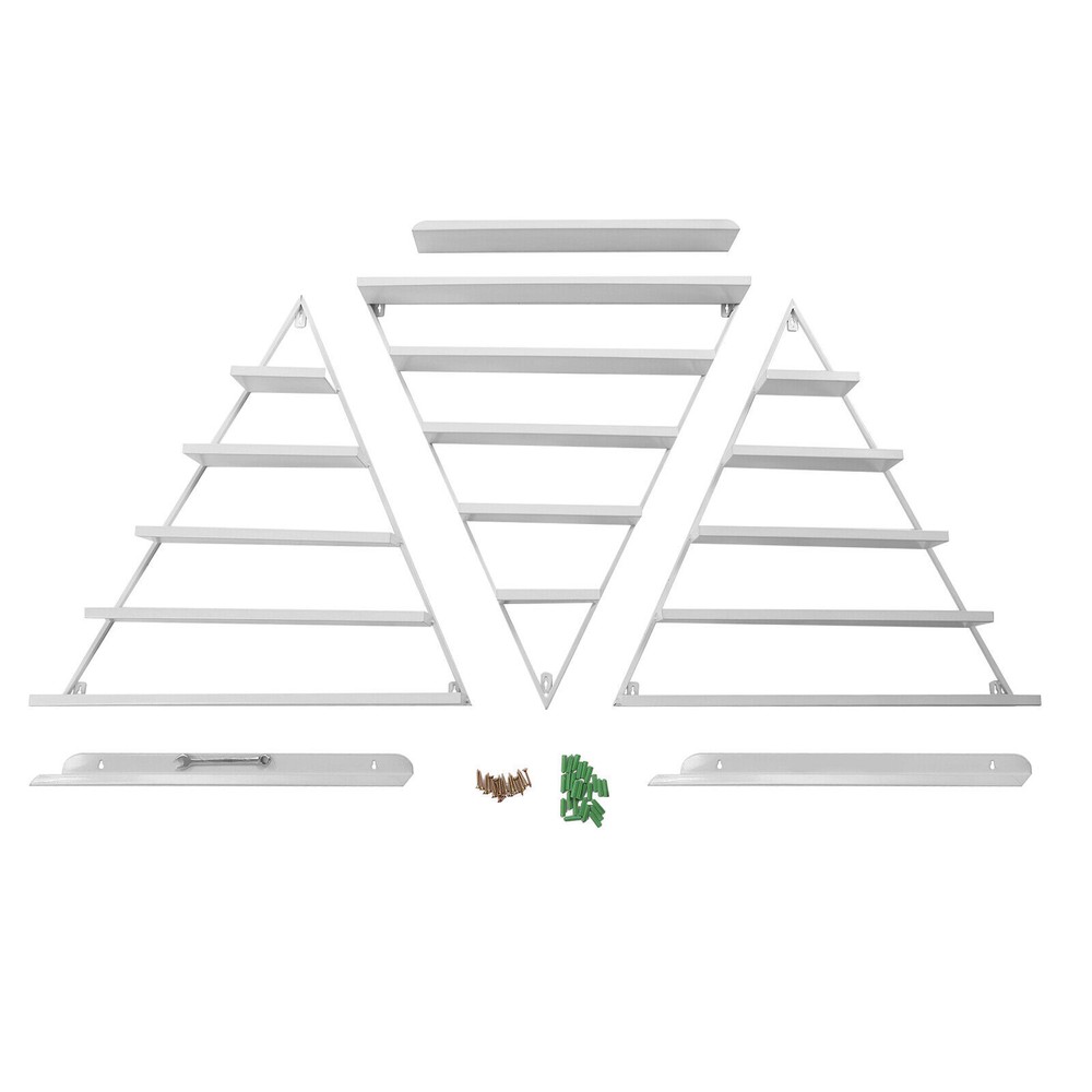 5-Tier Triangle Wall-Mounted Nail Polish Display Rack - 3 Pieces, White