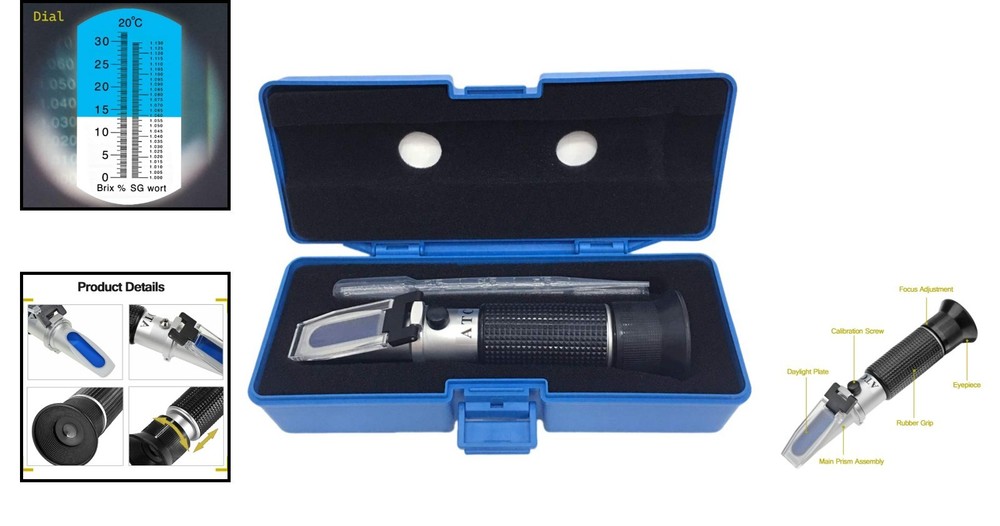 Durable Brix & Specific Gravity Meter with Temperature Compensation for Brewers